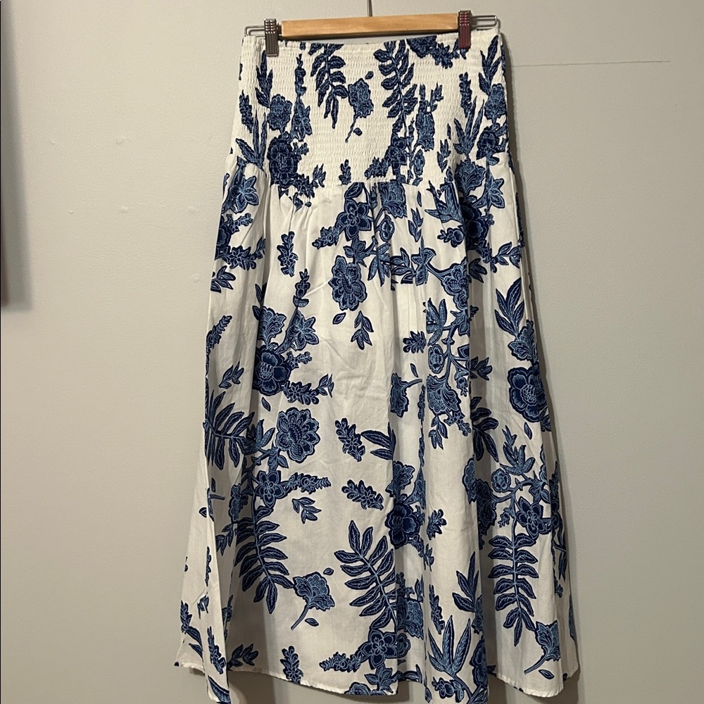 Moon River: Blue Floral Maxi Skirt 💯 cotton. Small. Anthropologie brand.